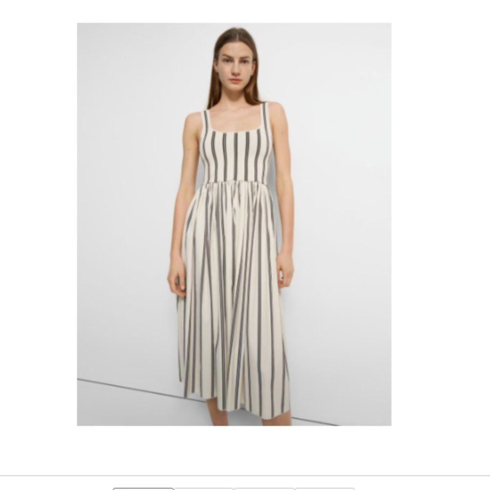 NWT Theory Sleeveless Dress In Striped Stretch Knit $495.00 Size P